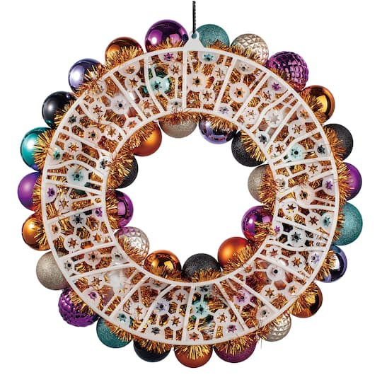 23.5" Skull, Jack-o'-Lantern & Ball Ornament Wreath by Ashland®